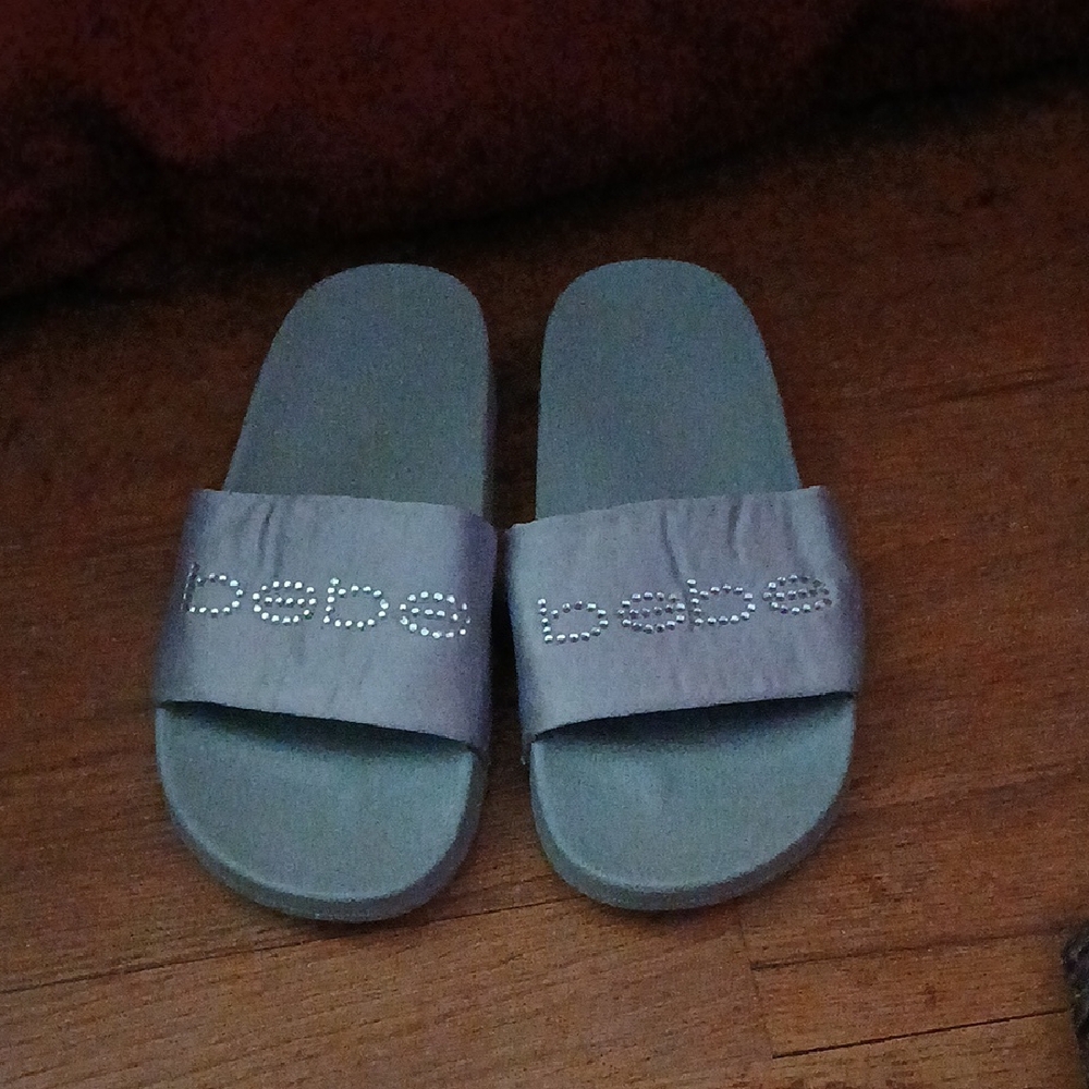 Bebe Silver Slide Sandals